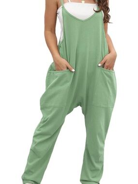 OUFEIYA Womens Casual Sleeveless Adjustable Strap Loose Romper Jumpsuit NWOT XXL